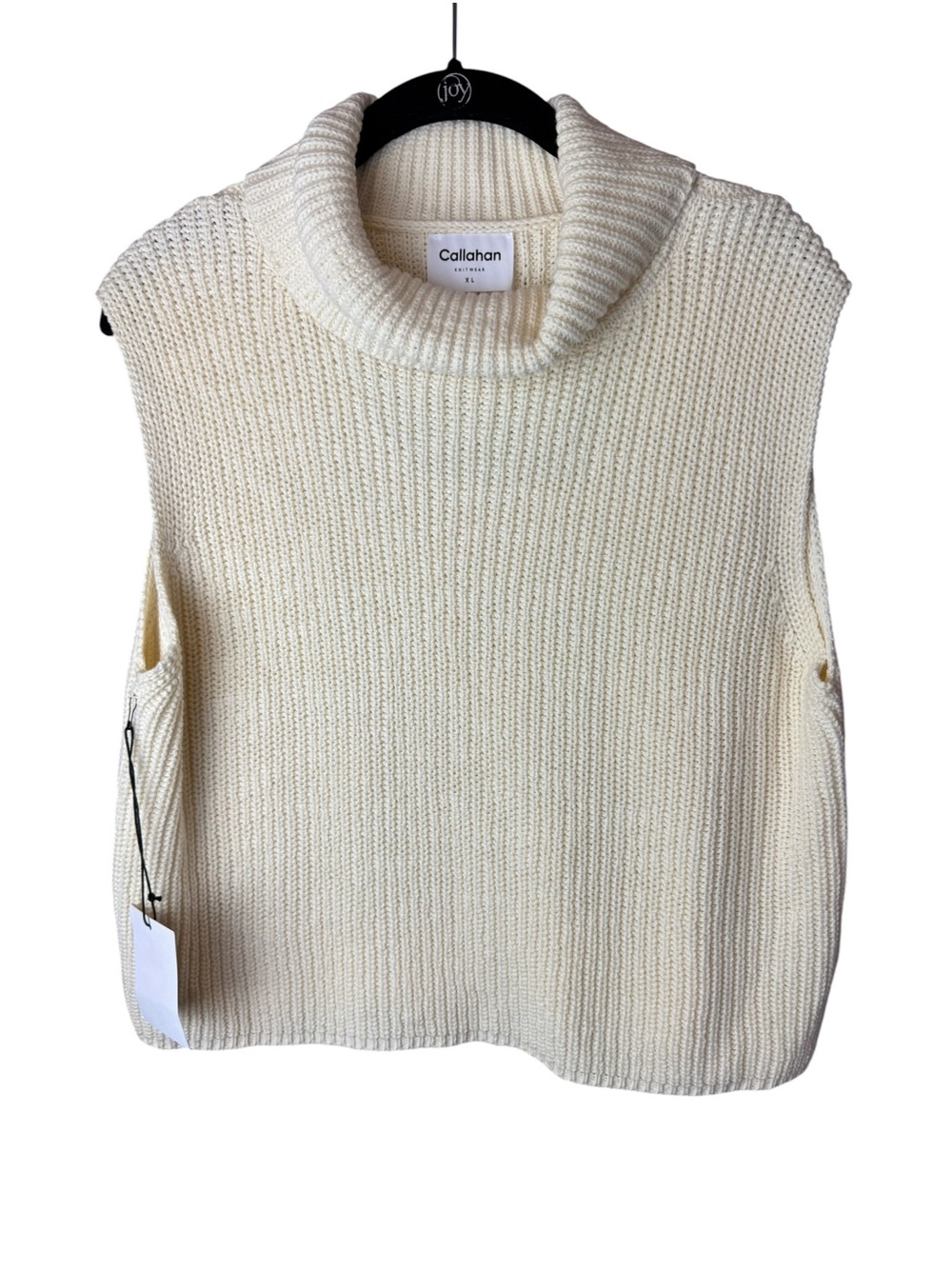 NWT Callahan Knitwear Sleeveless Turtleneck Sweater Cream XL